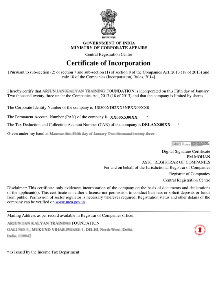 Section 8 Company Sample Documents